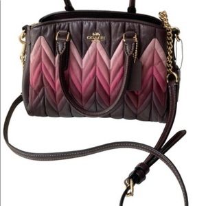 NW0T Coach Quited Cherry Pink Ombre Soft Leather Burgundy Crossbody Bag